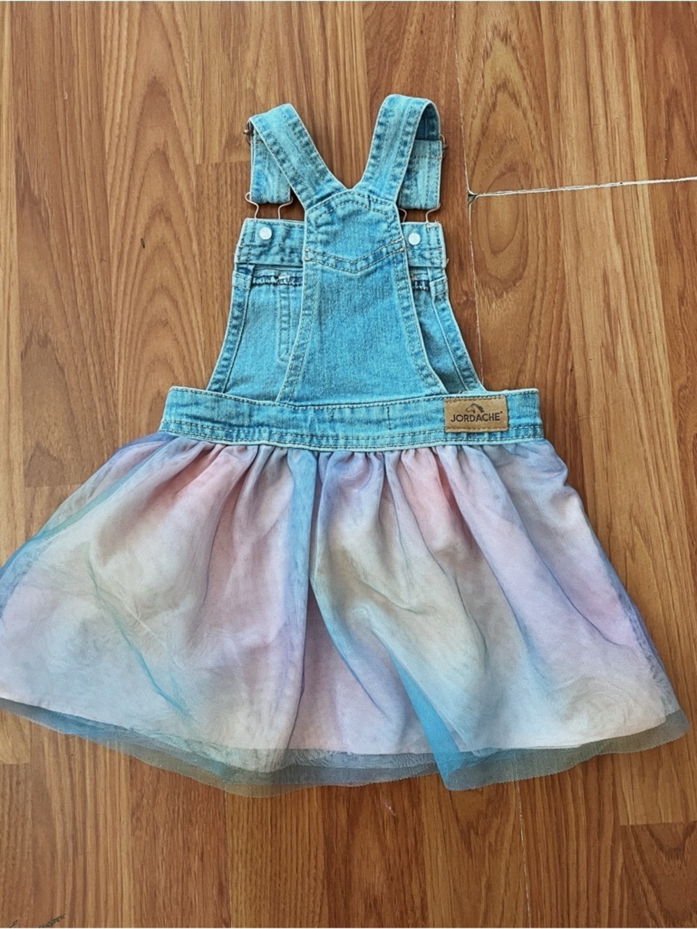 Jordache Toddler Dress Size 2T Blue Light Denim Overall A-Line Tutu Skirt Fairy - Picture 4 of 8